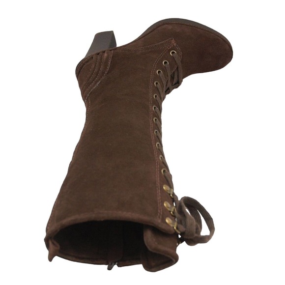 Juicy Couture MADLEY Suede Platform Lace-Up Tall Boot Heel Brown 6/6.5/9.5 New - Picture 6 of 8